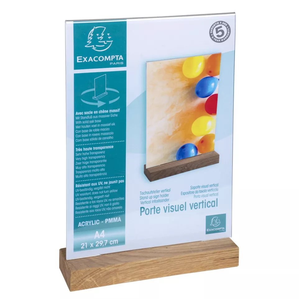 Stand up sign holder w.wood base A4...