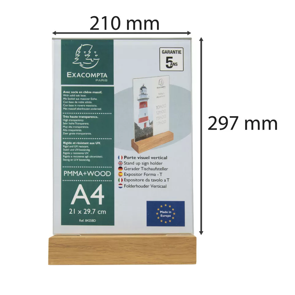 Porte-visuel avec socle en bois...