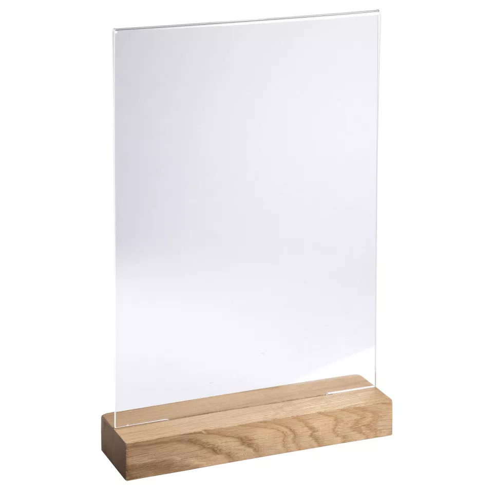 Porte-visuel avec socle en bois...