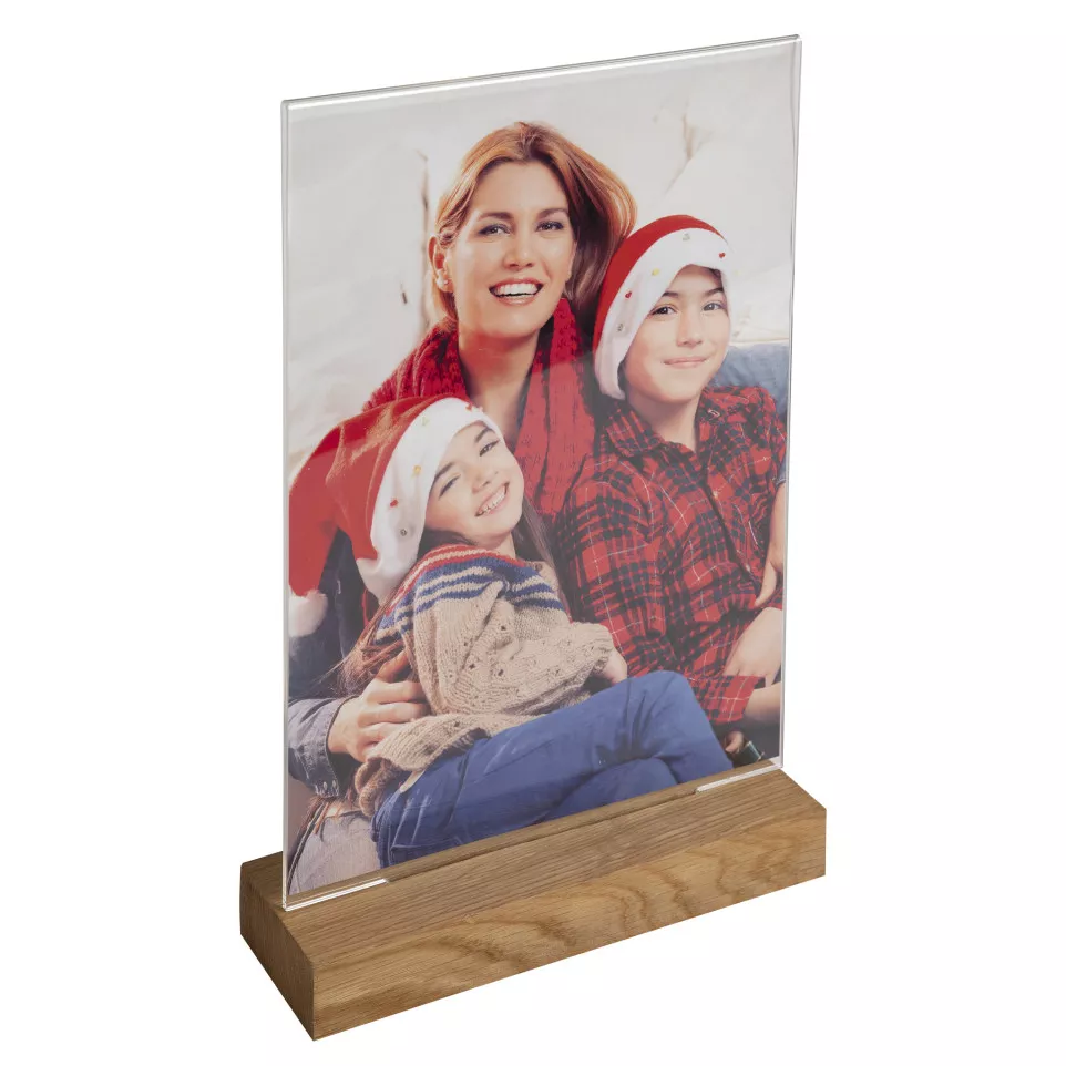 Porte-visuel avec socle en bois...