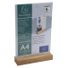 Stand up sign holder w.wood base A4 port/ Pc.
