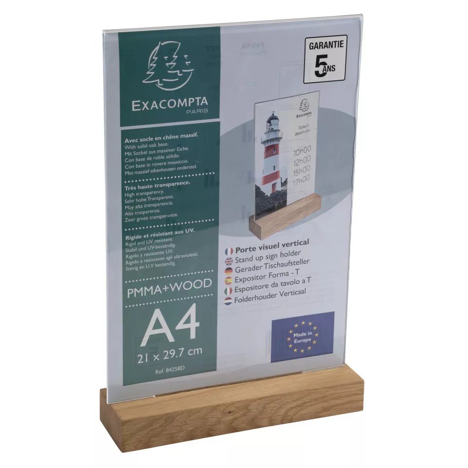 Stand up sign holder w.wood base A4...