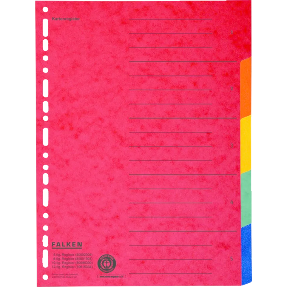 Tabblad recycled karton  A4+ 5tabs-/ St.