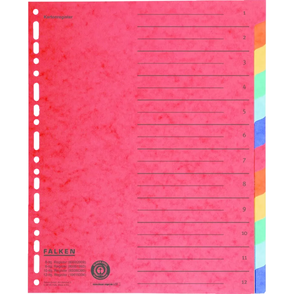 Tabblad recycled karton  A4+ 12tabs-/...