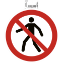 Panneau PVC adhésif antidérapant interdit de marcher / circuler 20 cm/ Pce