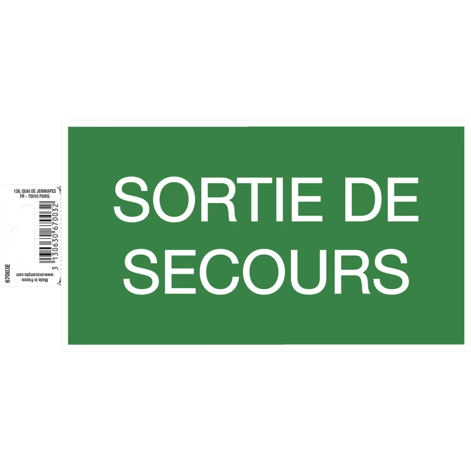 Panneau adhésif Issu-e de secours...