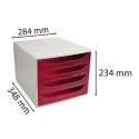 ECOBOX A4+ 4 laden g-rijs/framboos transp/ St.
