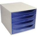 ECOBOX A4+ 4 laden g-rijs/ijsblauw transp/ St.