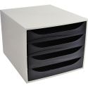 ECOBOX 4 laden Offic-e pallet32 grijs/zw/ St.