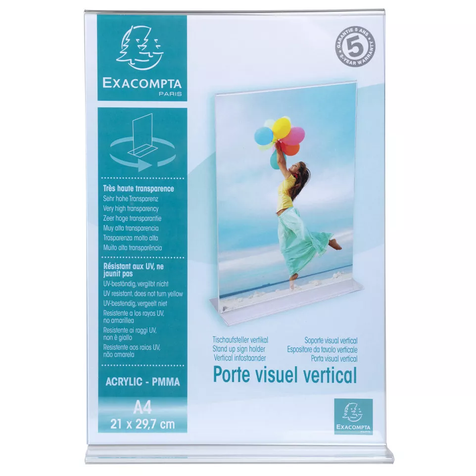 Stand-up sign holder A4 clear/ Pc.