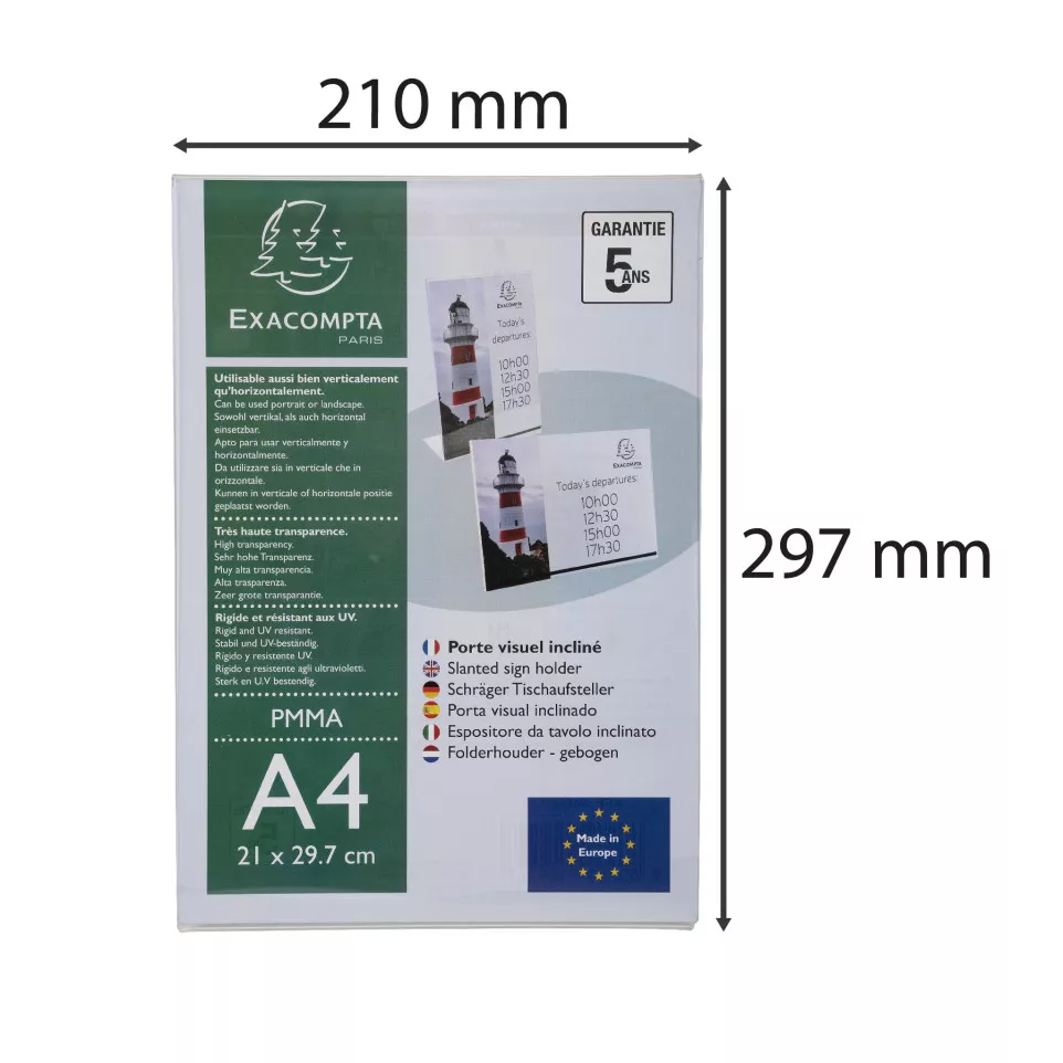 Slanted sign holder A4 clear/ Pc.