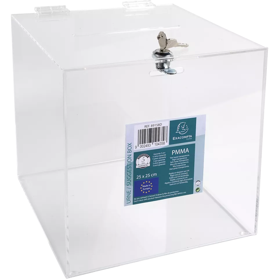 TRANSPARENT SUGG BX W LOCKABLE LID 25...