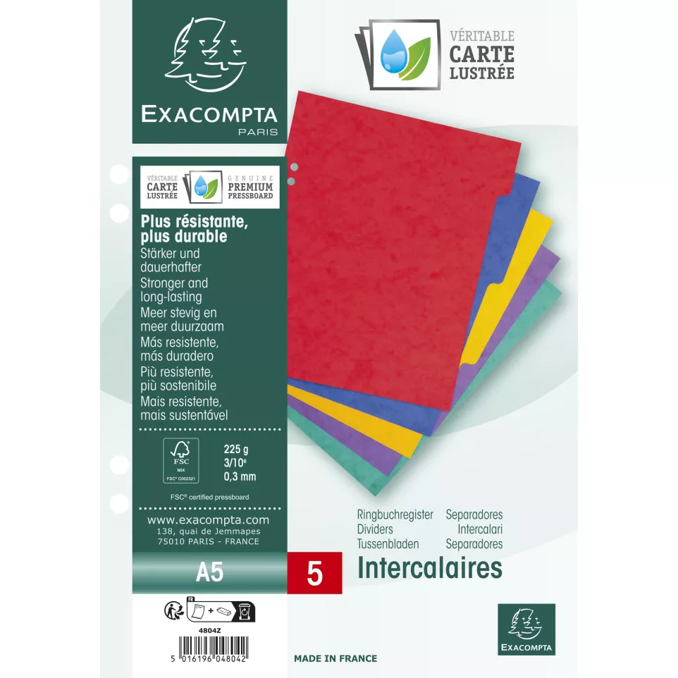 Intercalaires carte lustrée 5...