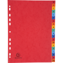 Intercalaires carte lustrée avec onglets imprimés alphabétiques 20 positions AZ - A4/ Pce