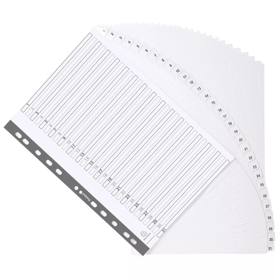 Div Mylar Dividers A4 White 1-31/ Pc.