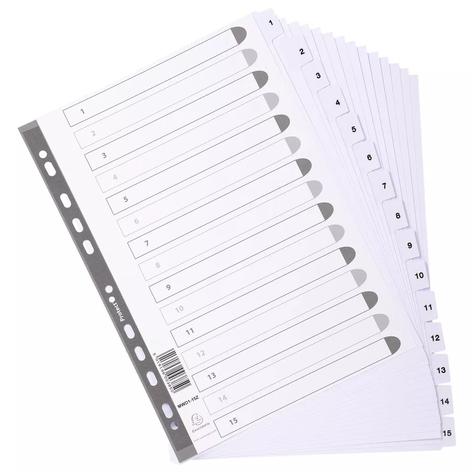 Div Mylar Dividers A4 White 1-15/ Pc.