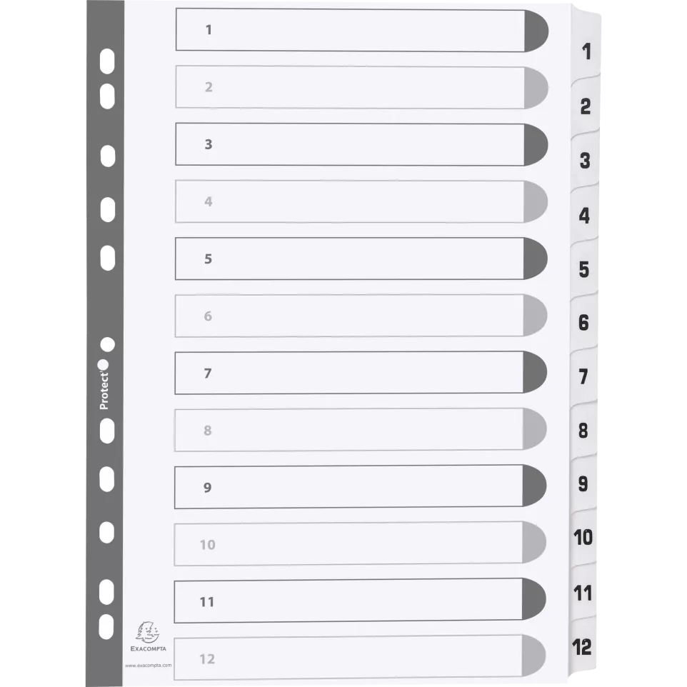 Div Mylar Dividers A4 White 1-12/ Pc.