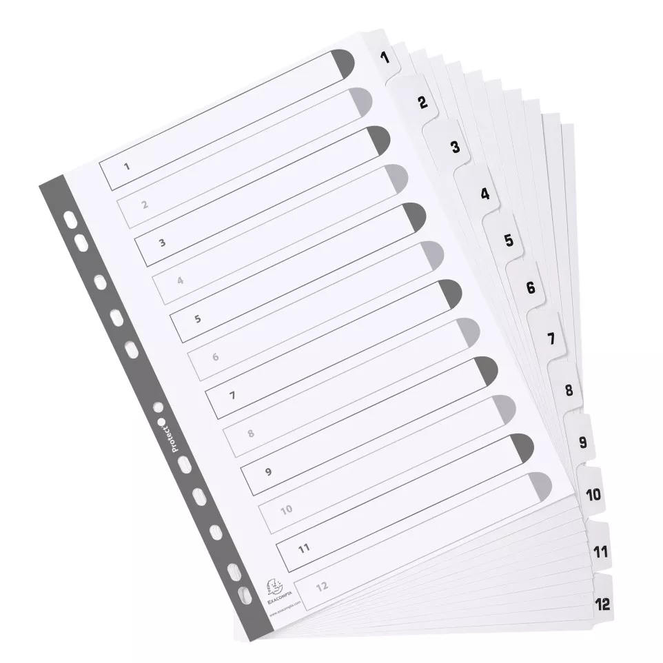 Div Mylar Dividers A4 White 1-12/ Pc.