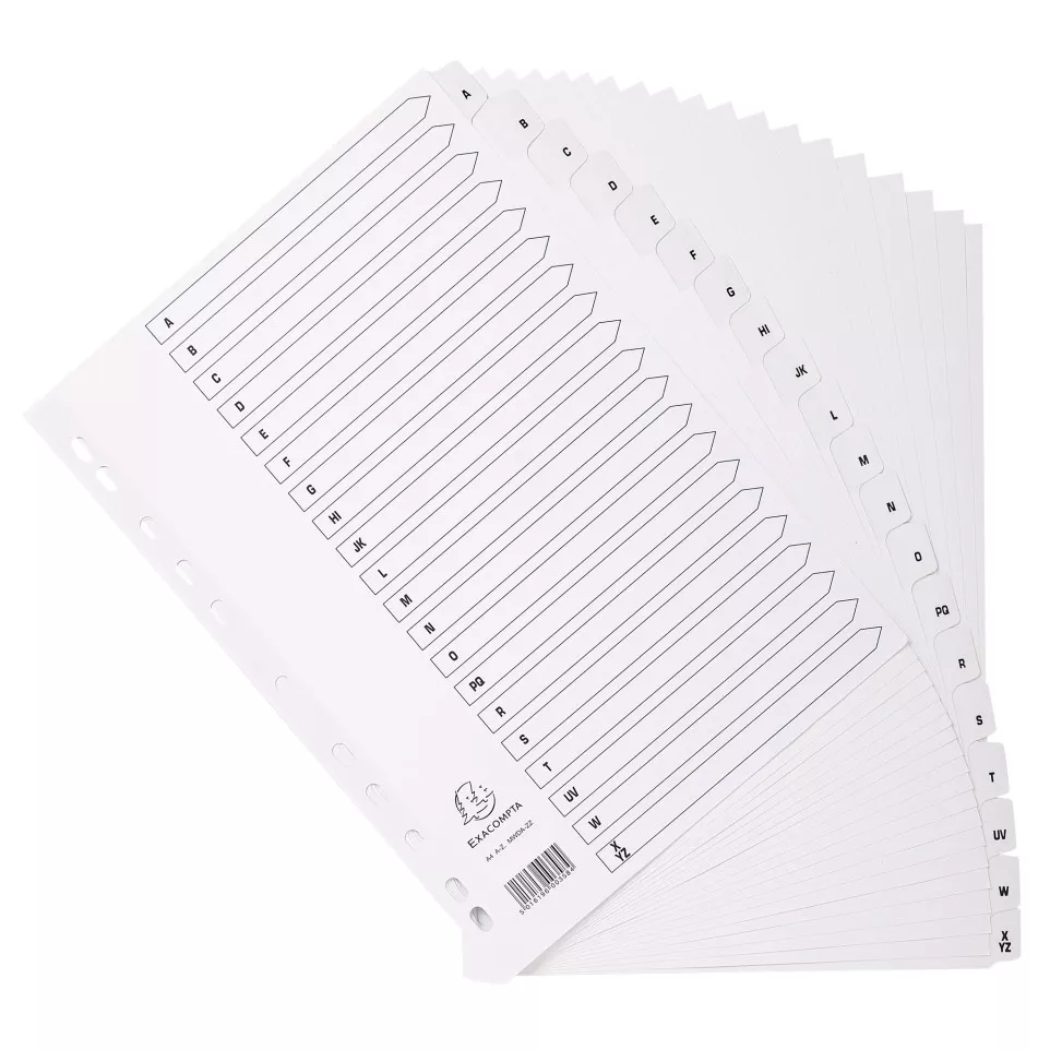 Tabbladen karton 160g A4 A-Z wit-/ St.