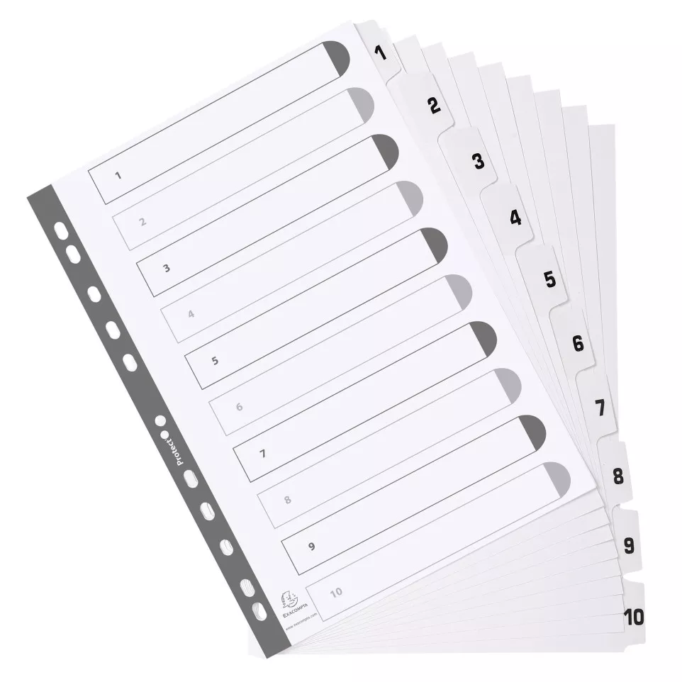 Div Mylar Dividers A4 White 1-10/ Pc.