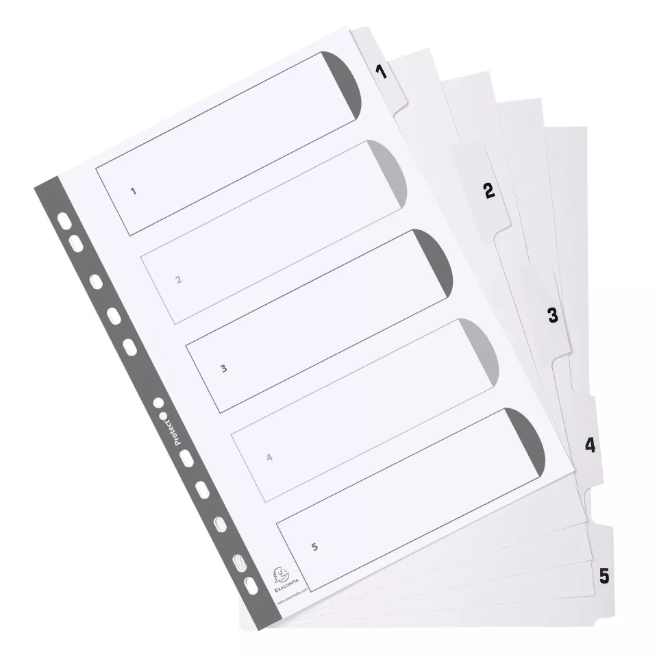 Tabbladen karton 160g A4 1-5 wit-/ St.
