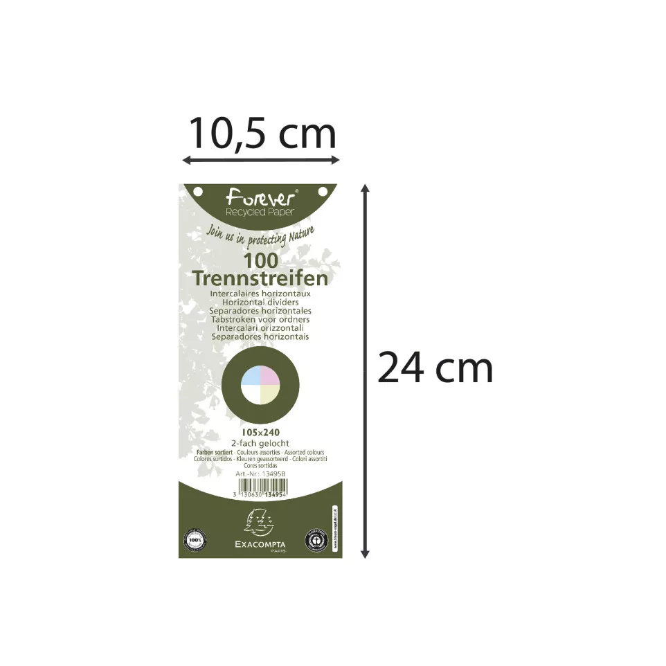 Pk 100 Filing Strips 105x240 Ast/ Pc.