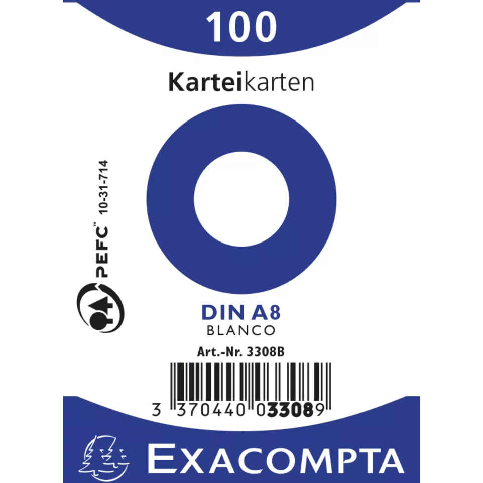 Pk100 Exa Rec Card 5.5x7.4cm Plain...