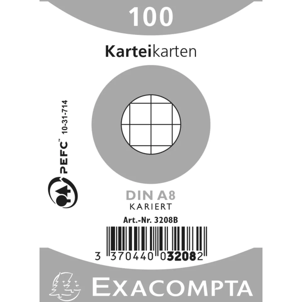 Pk100 Exa Rec Cards 55x74 Square Wht/...