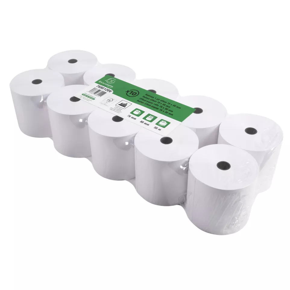 Exacompta Receipt Rolls 76x80x12mm...