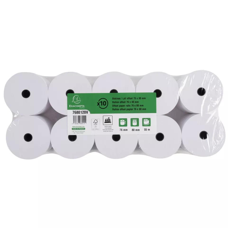Exacompta Receipt Rolls 76x80x12mm...