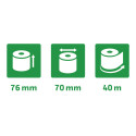 Exacompta Ref: 7670120V - 76 x 70mm, 60gsm Paper Receipt Till Rolls, For Cash Registers, Printing Calculators, EPOS, POS Termina