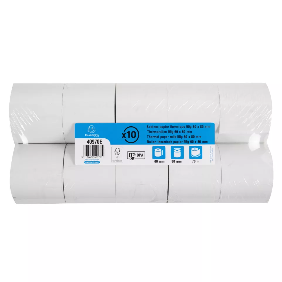 Bobine pour tickets de caisse 60x80mm...
