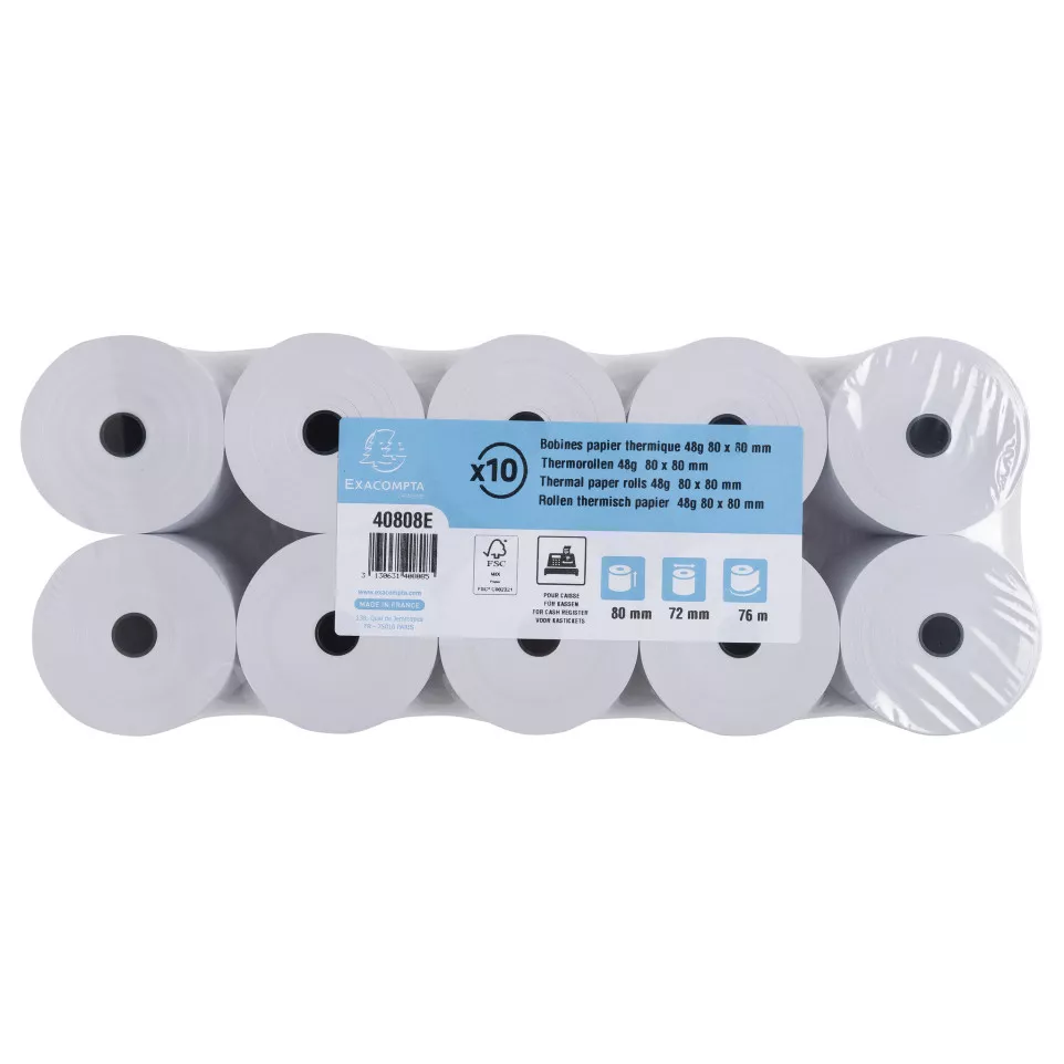Bobine pour tickets de caisse 80x72mm...