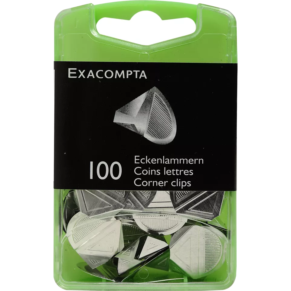 Box 100 Corner Paper Clips Silver/ Pc.