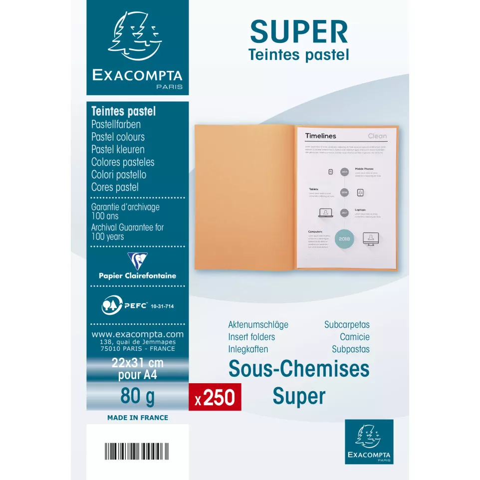 Paquet de 250 sous-chemises SUPER 60...