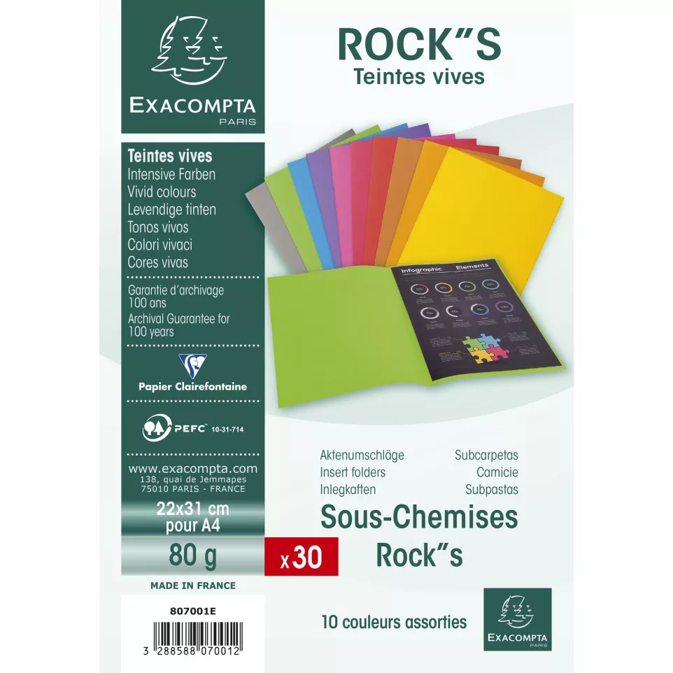 Pack of 30 insert folders ROCKS 80-...