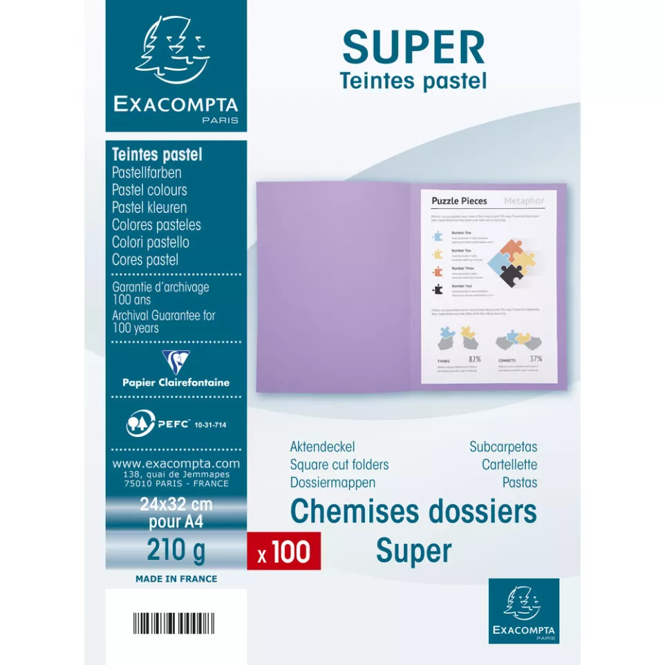 Paquet 100 chemises SUPER 210 -...