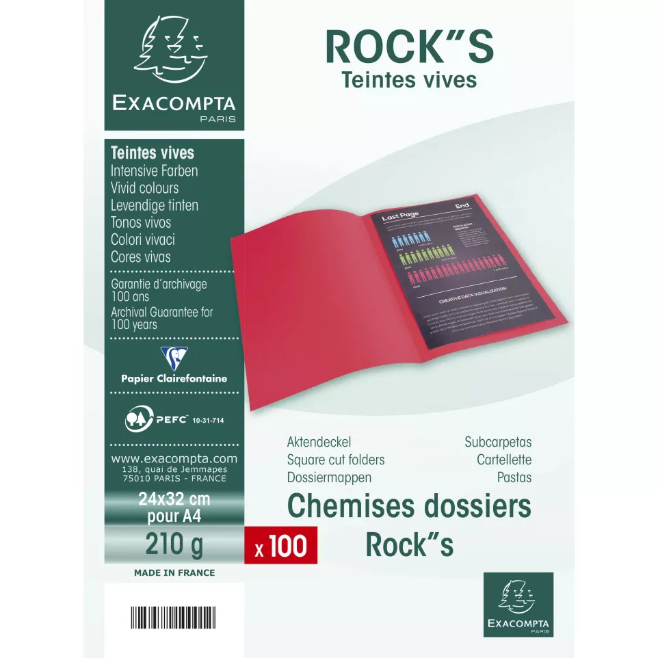 Pack of 100 square cut folders...