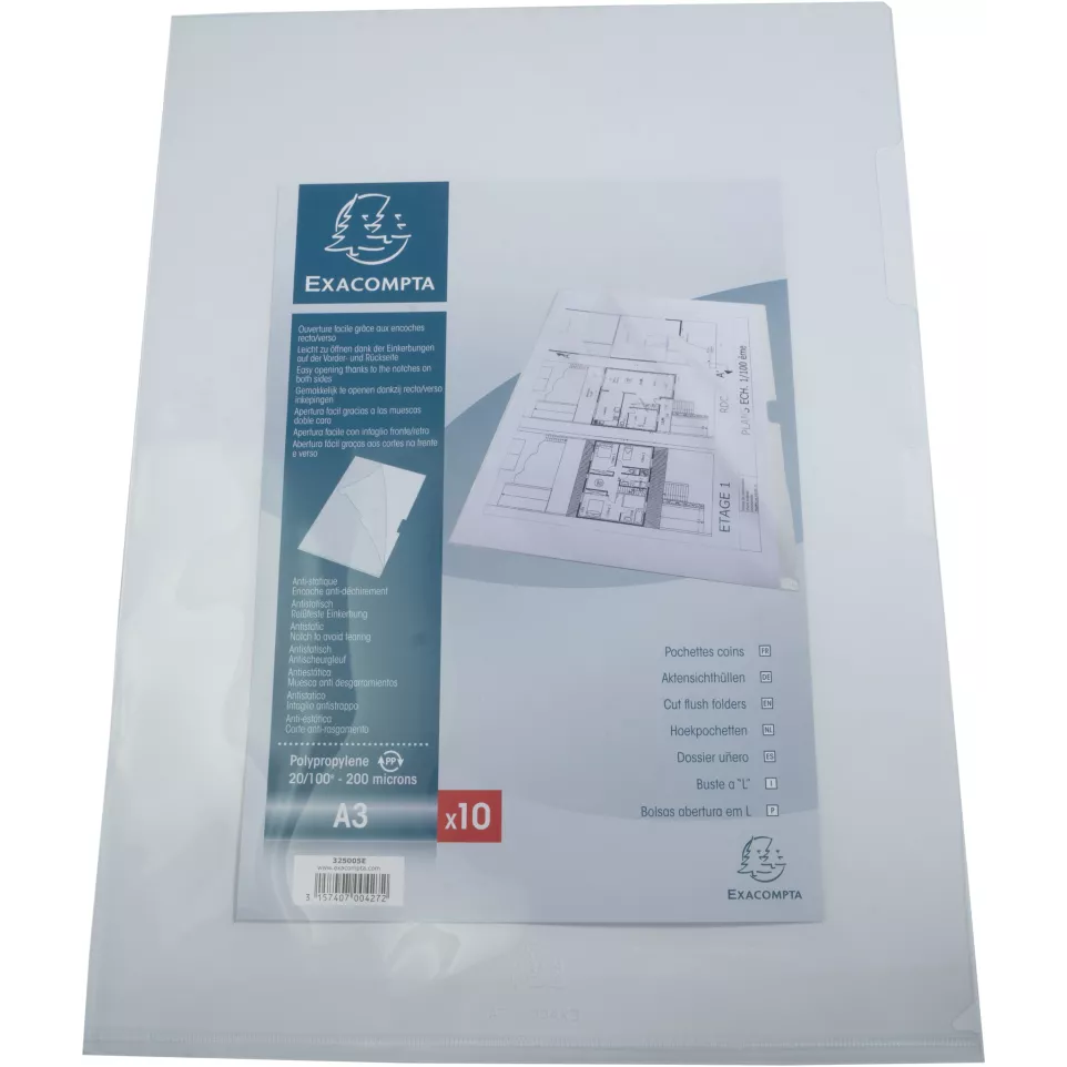 Pk 10 Cut Flush Fldr PP A3 0.2mm...