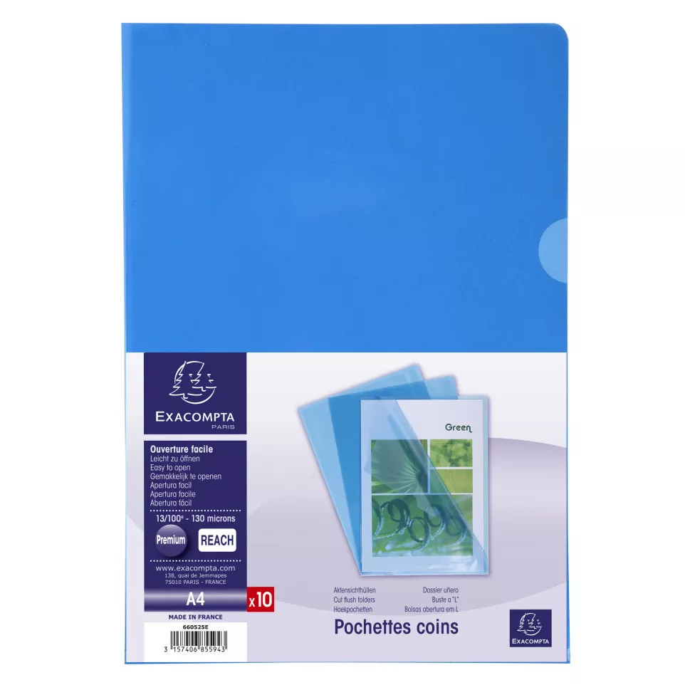 Pk 10 Cut Flush Fldr PVC A4 0.13mm...