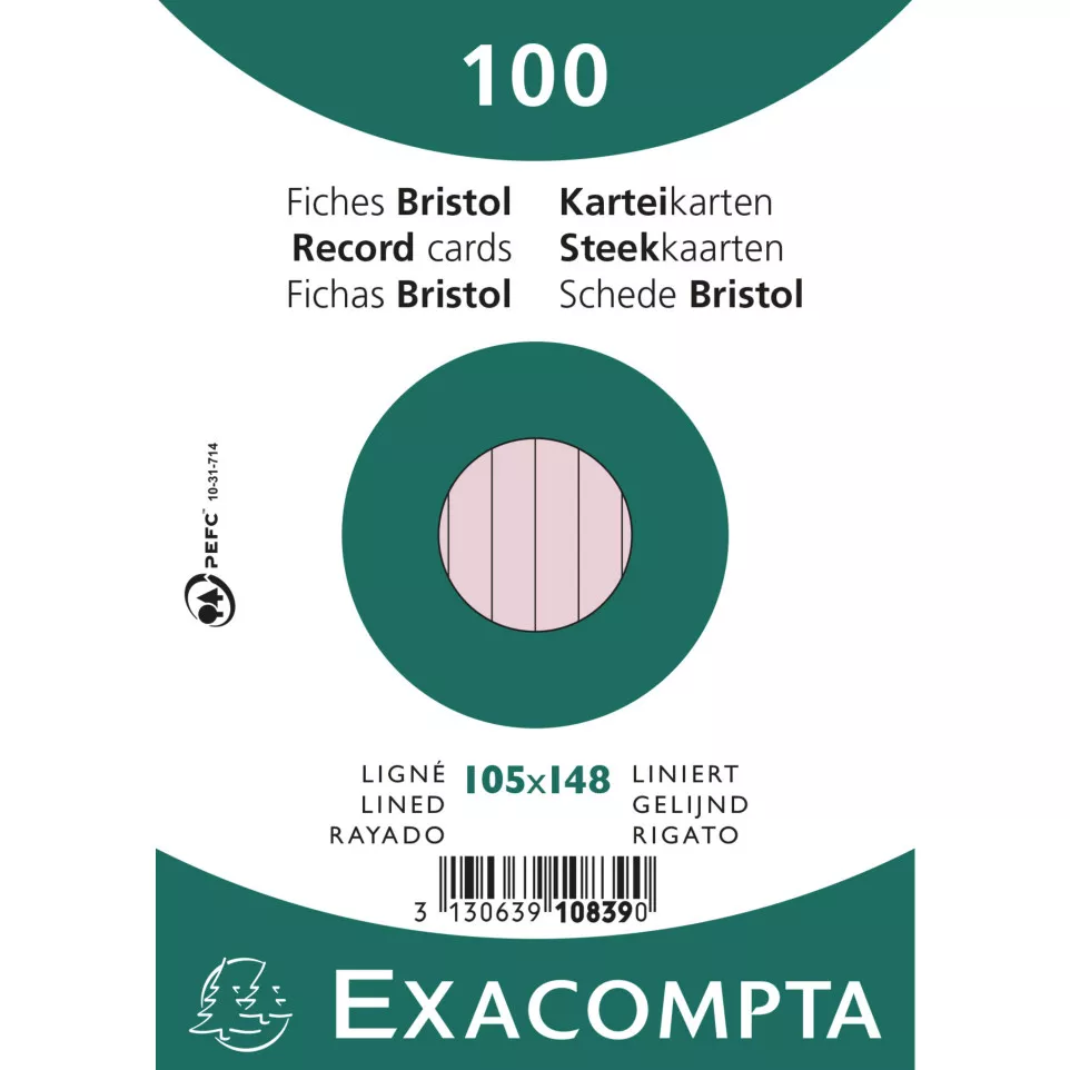 Paquet 100 fiches sous film - bristol...