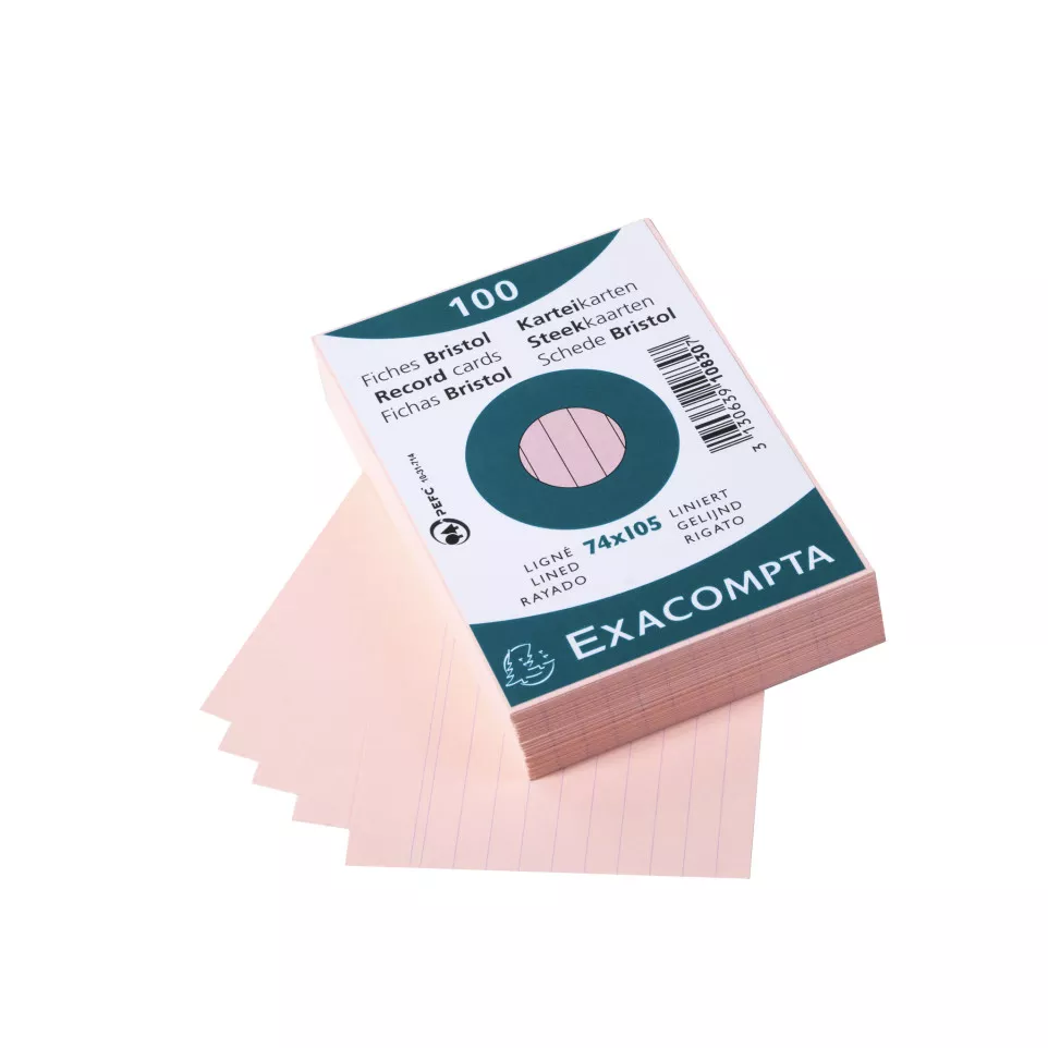 Pk100 Exa Rec Card 7.5x10.5cm Lined...