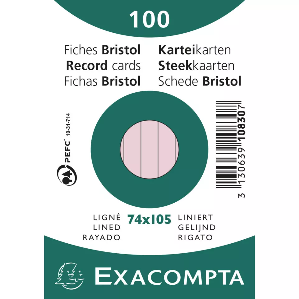 Paquet 100 fiches sous film - bristol...