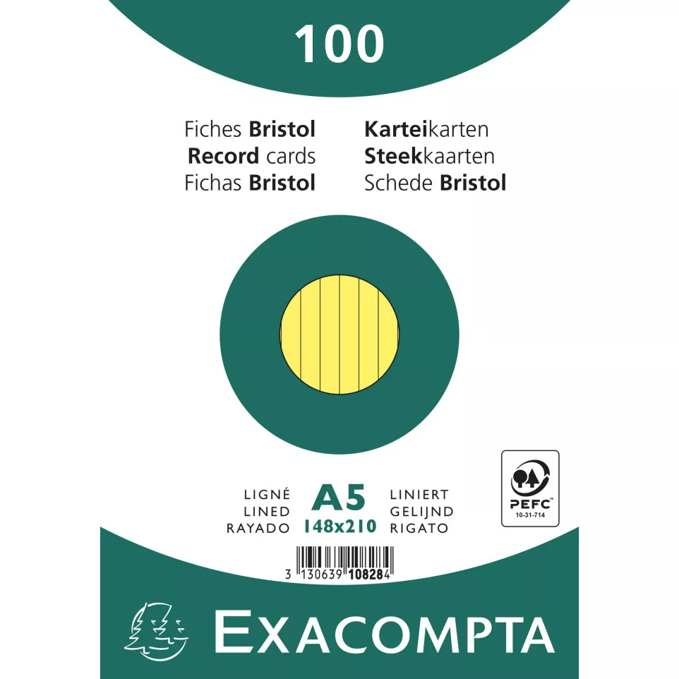 Paquet 100 fiches sous film - bristol...