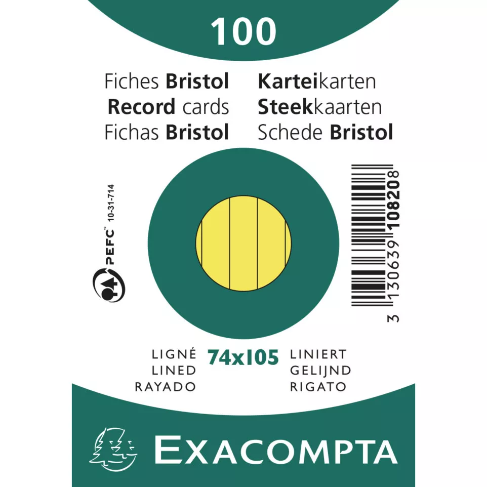 Paquet 100 fiches sous film - bristol...