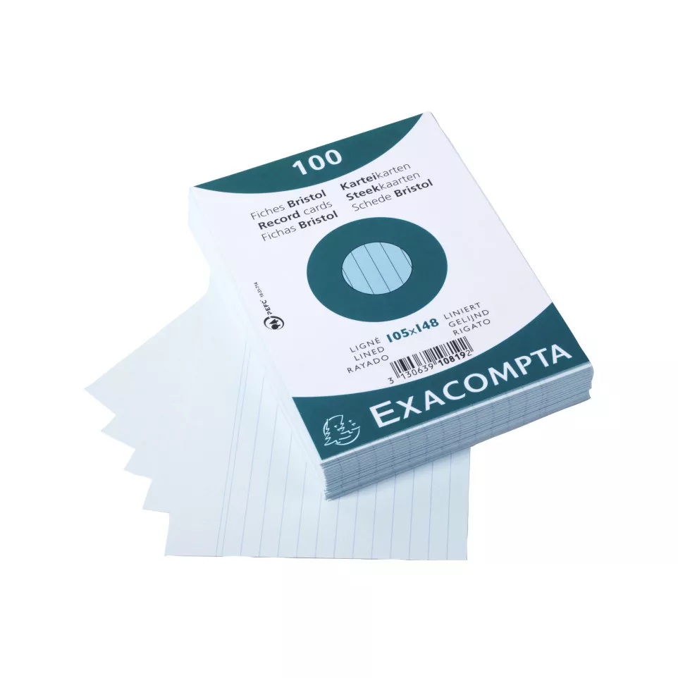 Pk100 Exa Rec Card 10.5x14.8cm Lined/...