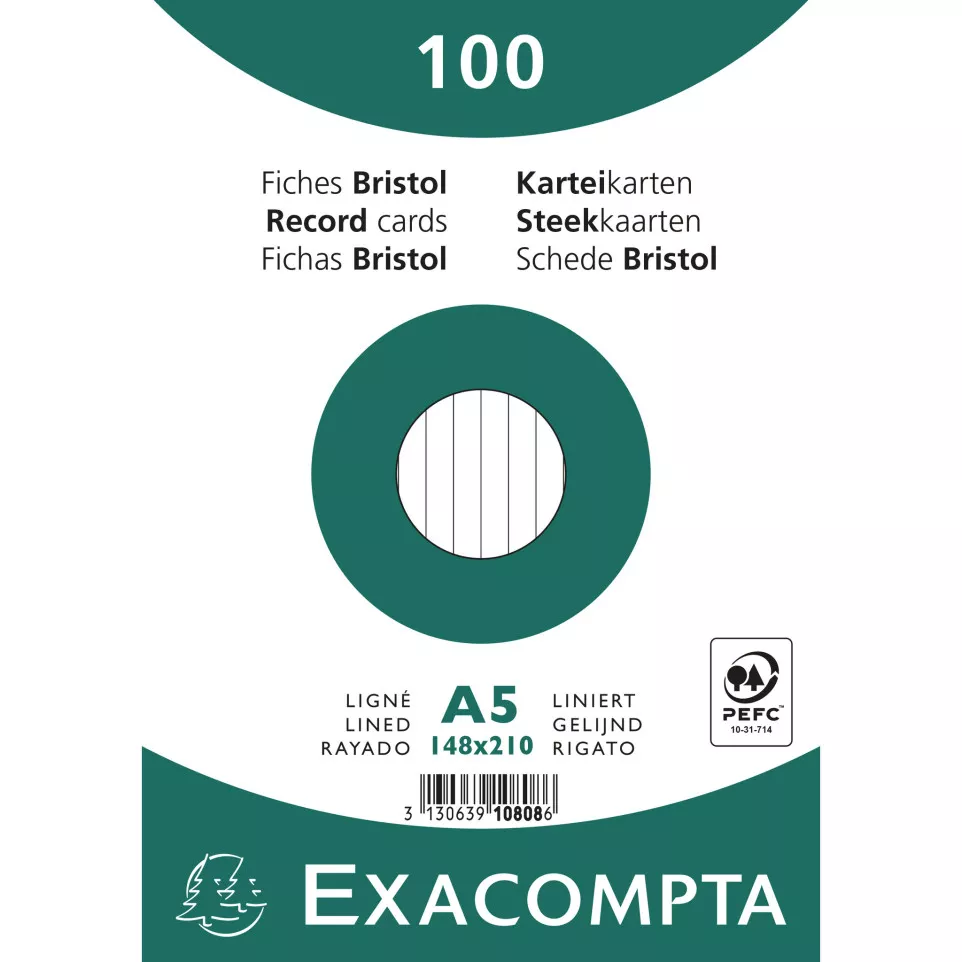 Paquet 100 fiches sous film - bristol...