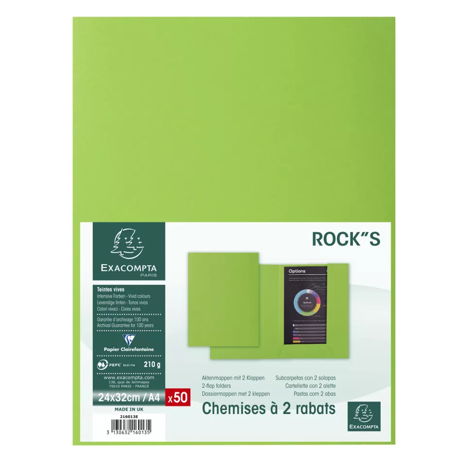 Pack of 50 2 flap folders ROCK'S 210...