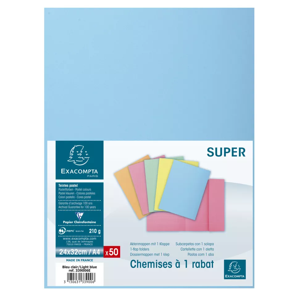 Pack of 50 1 flap folders SUPER 210 -...