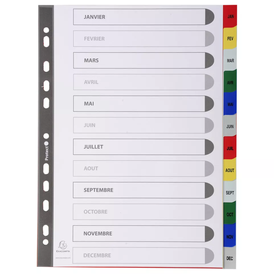 Intercalaires imprimés mensuels PP...